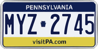 PA license plate MYZ2745