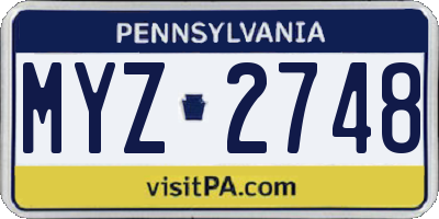 PA license plate MYZ2748