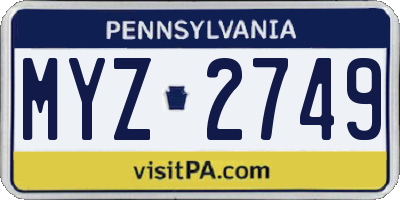 PA license plate MYZ2749