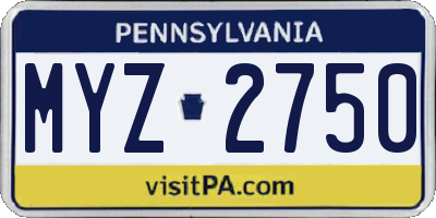 PA license plate MYZ2750