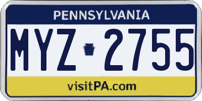 PA license plate MYZ2755