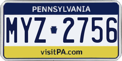 PA license plate MYZ2756