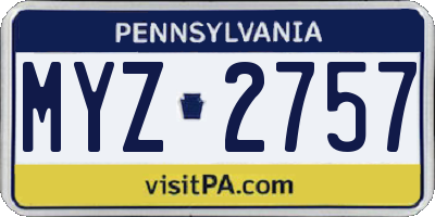 PA license plate MYZ2757