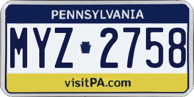PA license plate MYZ2758