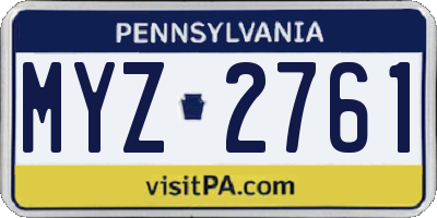 PA license plate MYZ2761