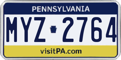 PA license plate MYZ2764