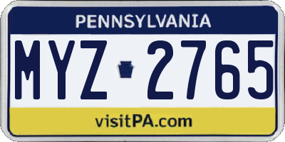 PA license plate MYZ2765