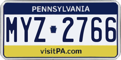 PA license plate MYZ2766