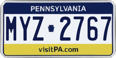 PA license plate MYZ2767