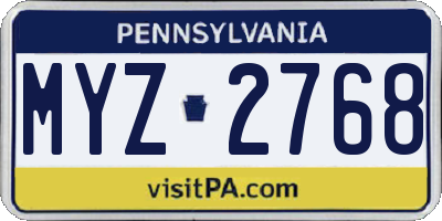 PA license plate MYZ2768