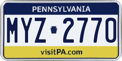PA license plate MYZ2770