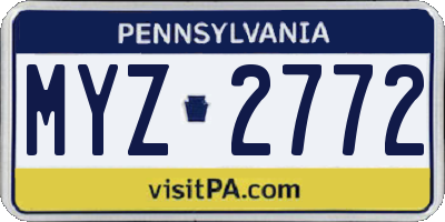 PA license plate MYZ2772