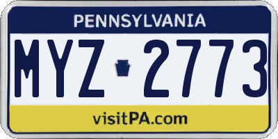 PA license plate MYZ2773