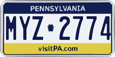 PA license plate MYZ2774