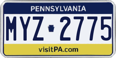 PA license plate MYZ2775