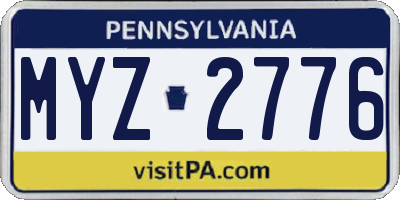 PA license plate MYZ2776