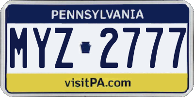 PA license plate MYZ2777