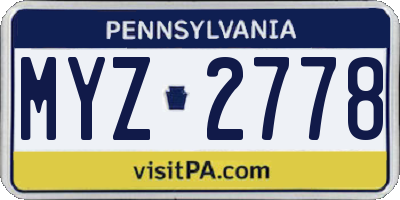 PA license plate MYZ2778