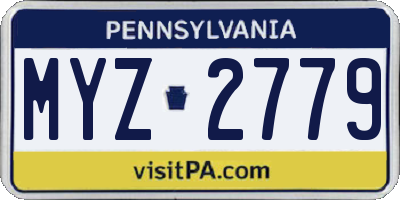 PA license plate MYZ2779