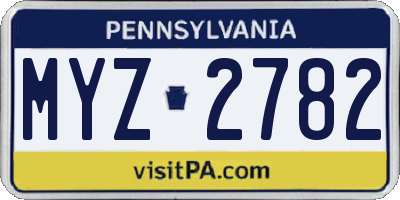 PA license plate MYZ2782