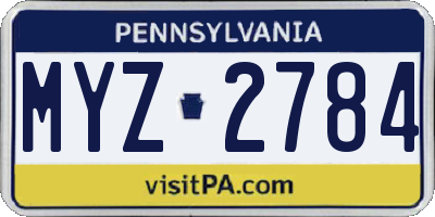 PA license plate MYZ2784