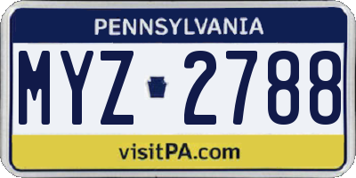 PA license plate MYZ2788