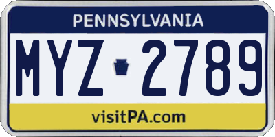 PA license plate MYZ2789