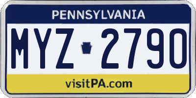PA license plate MYZ2790