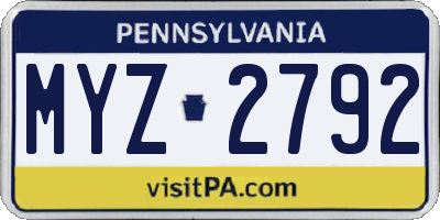 PA license plate MYZ2792