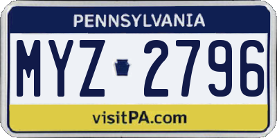 PA license plate MYZ2796