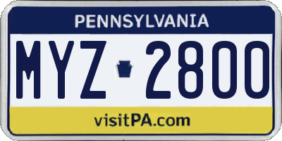 PA license plate MYZ2800