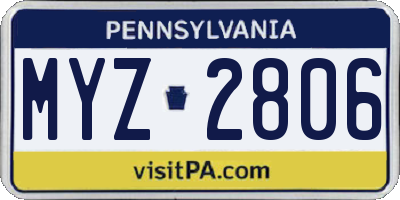 PA license plate MYZ2806