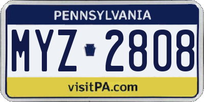 PA license plate MYZ2808