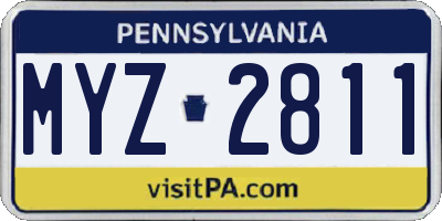 PA license plate MYZ2811
