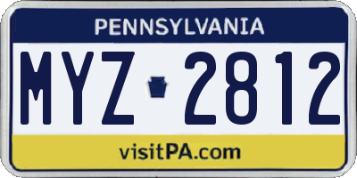 PA license plate MYZ2812
