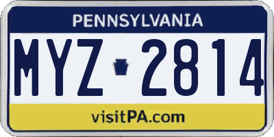 PA license plate MYZ2814