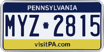 PA license plate MYZ2815