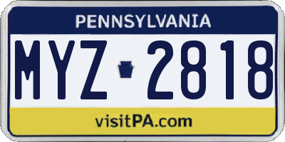 PA license plate MYZ2818
