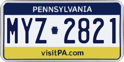 PA license plate MYZ2821