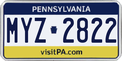 PA license plate MYZ2822
