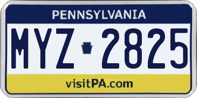 PA license plate MYZ2825