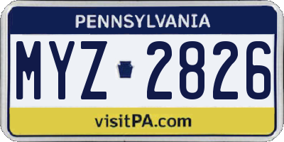 PA license plate MYZ2826