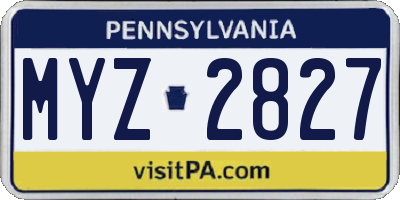 PA license plate MYZ2827