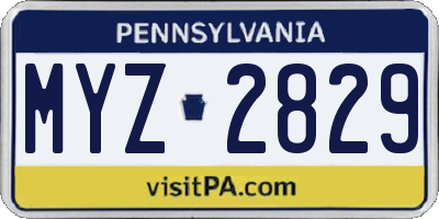 PA license plate MYZ2829