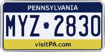 PA license plate MYZ2830