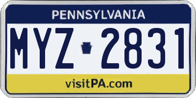 PA license plate MYZ2831