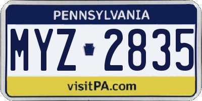 PA license plate MYZ2835