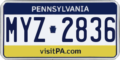PA license plate MYZ2836