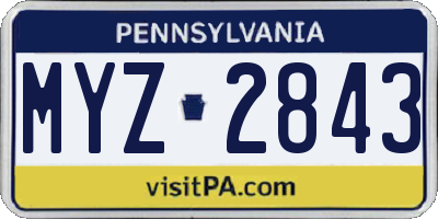 PA license plate MYZ2843