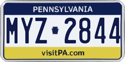 PA license plate MYZ2844